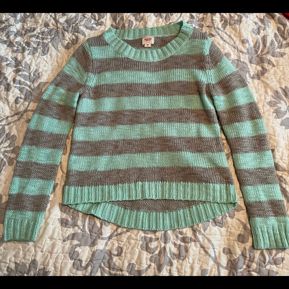 Mint and gray stripped sweater